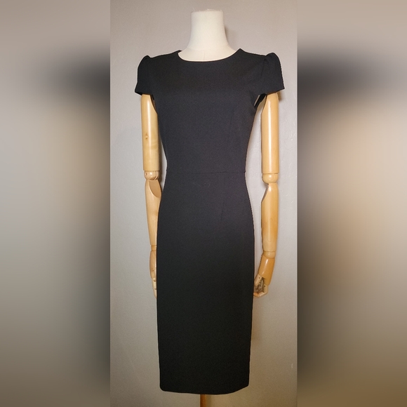 Betsey Johnson Black Cap Sleeve Pencil Dress,  size 2 - Picture 1 of 4